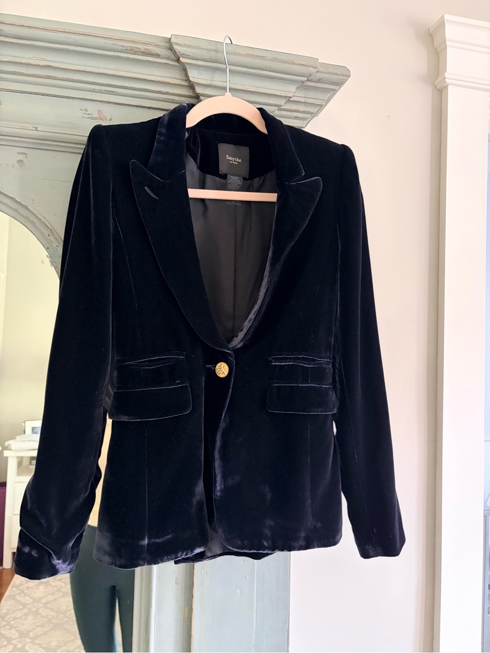 Smythe Navy Velvet Double-Breasted Blazer with Gold Buttons - Picture 2 of 5
